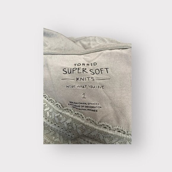 Women’s Torrid Super Soft Knit V Neck Lacey Sage Babydoll 1 1X 1XL - Picture 9 of 9